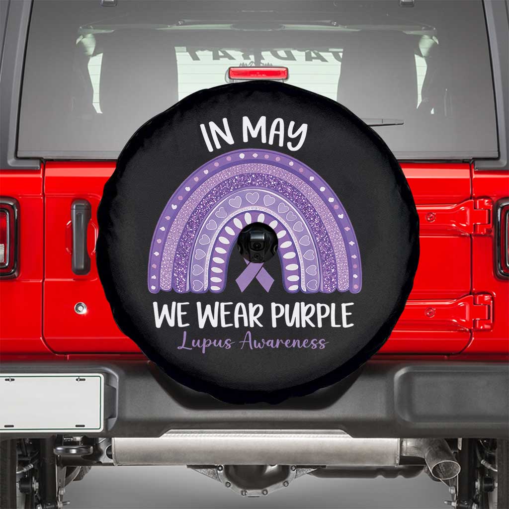 Lupus Awareness Spare Tire Cover In May We Wear Purple Ribbon Rainbow