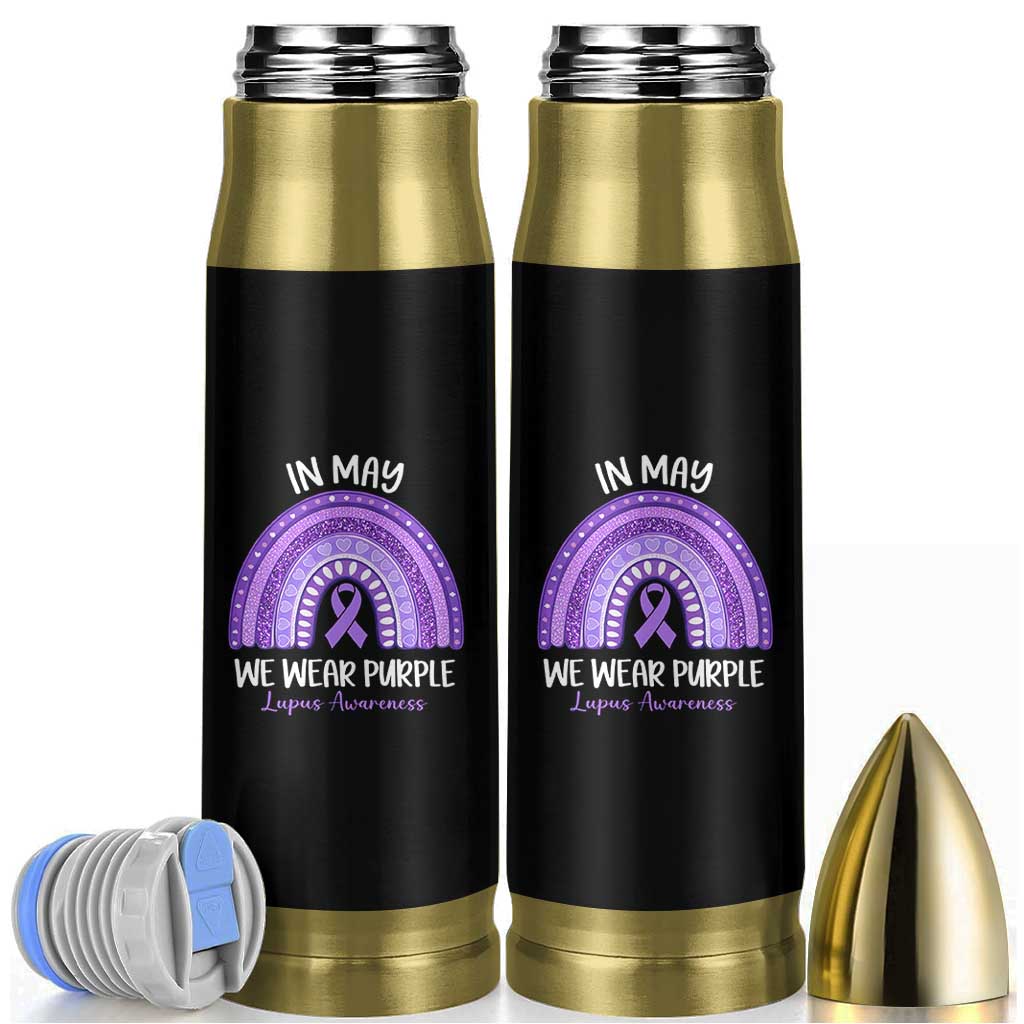 Lupus Awareness Bullet Tumbler In May We Wear Purple Ribbon Rainbow