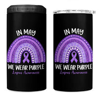 Lupus Awareness 4 in 1 Can Cooler Tumbler In May We Wear Purple Ribbon Rainbow