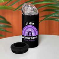 Lupus Awareness 4 in 1 Can Cooler Tumbler In May We Wear Purple Ribbon Rainbow