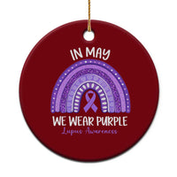 Lupus Awareness Ceramic Ornament In May We Wear Purple Ribbon Rainbow