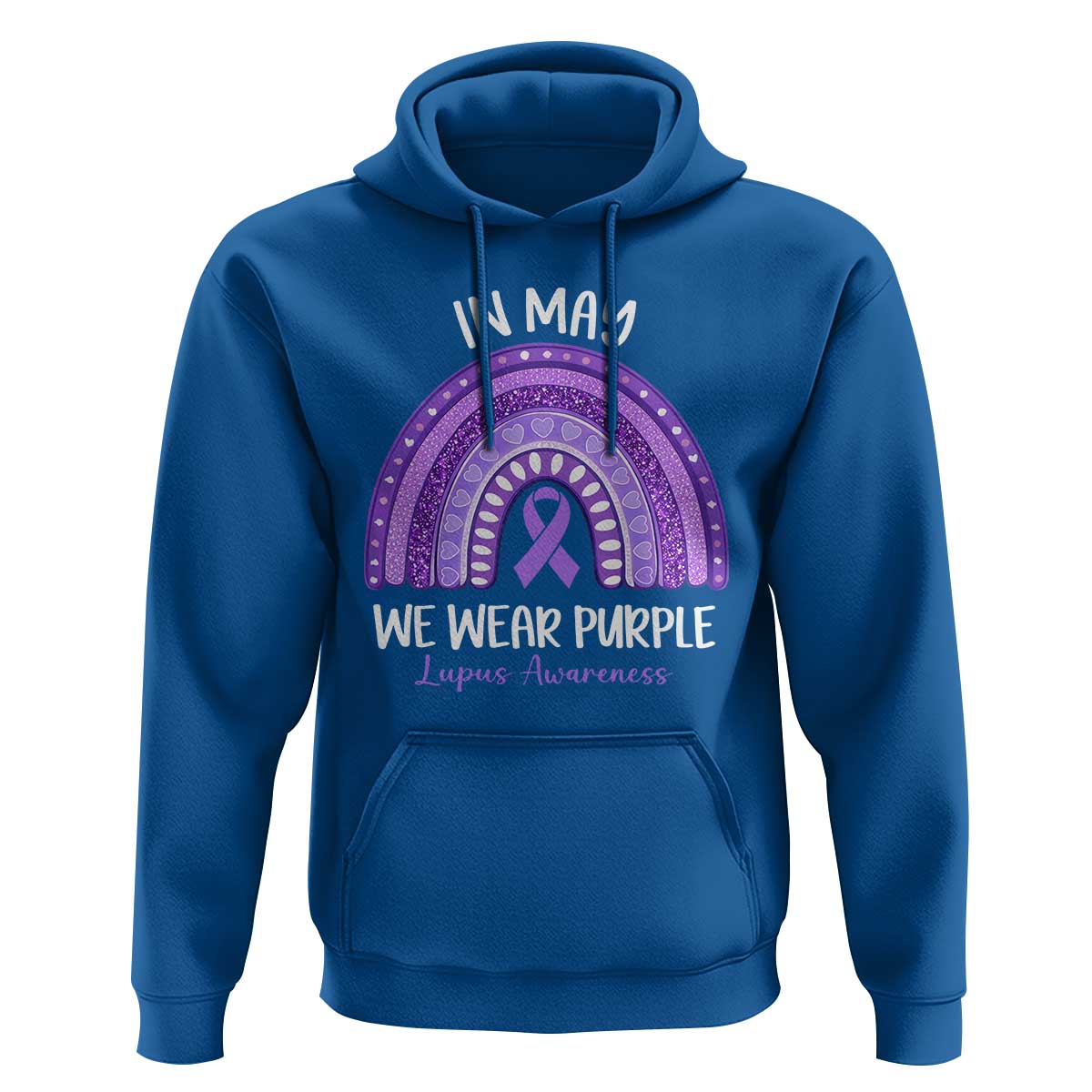Lupus Awareness Hoodie In May We Wear Purple Ribbon Rainbow
