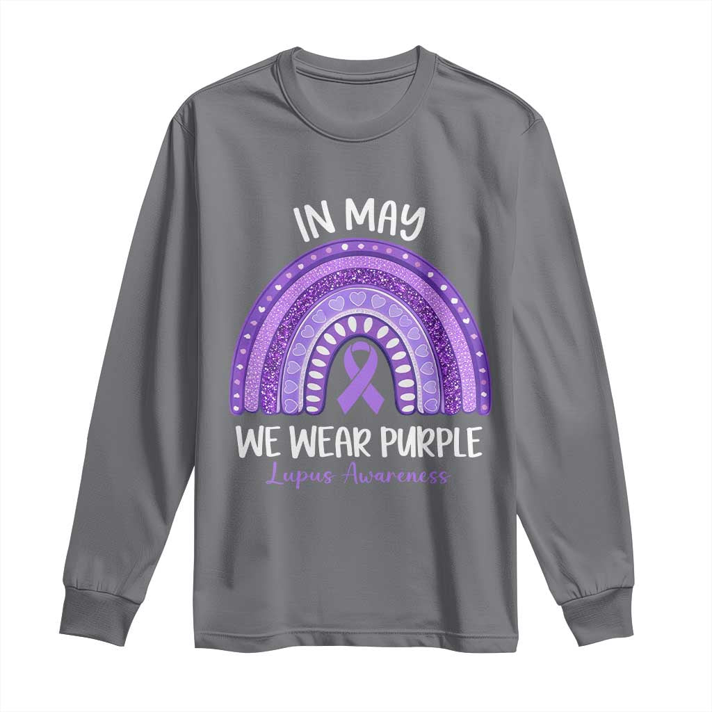 Lupus Awareness Long Sleeve Shirt In May We Wear Purple Ribbon Rainbow
