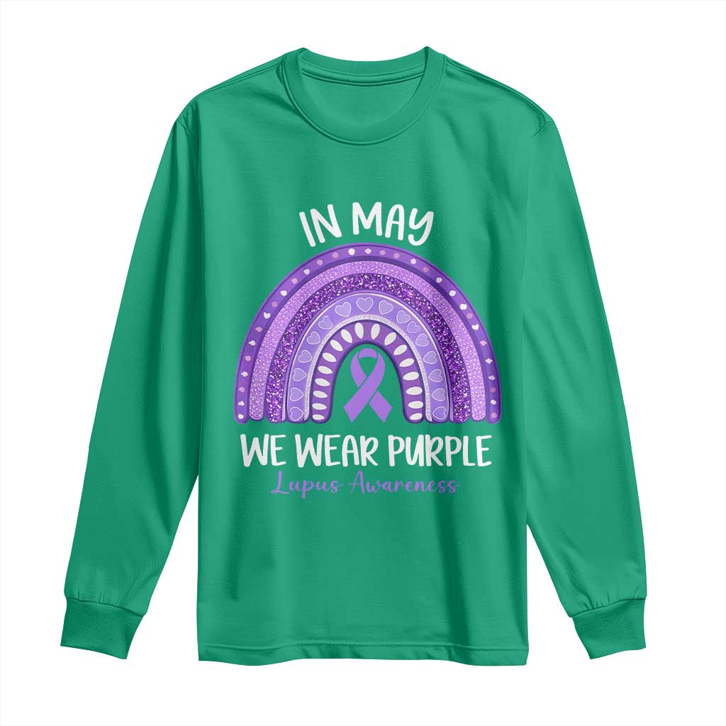 Lupus Awareness Long Sleeve Shirt In May We Wear Purple Ribbon Rainbow
