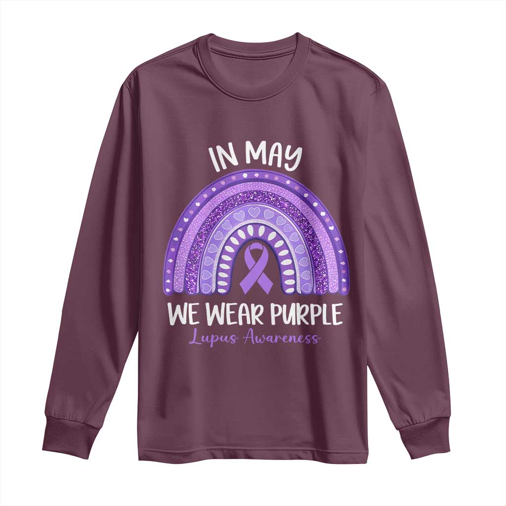Lupus Awareness Long Sleeve Shirt In May We Wear Purple Ribbon Rainbow