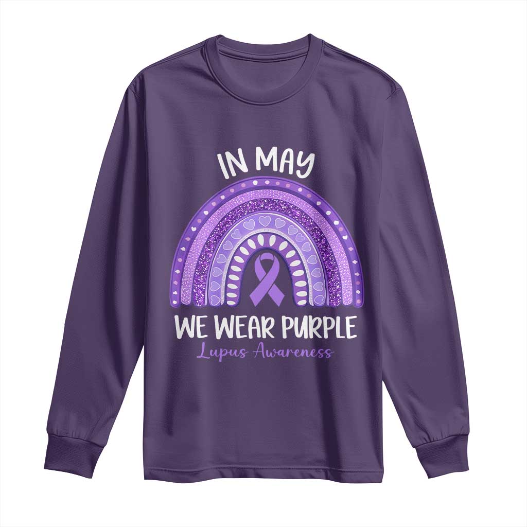 Lupus Awareness Long Sleeve Shirt In May We Wear Purple Ribbon Rainbow