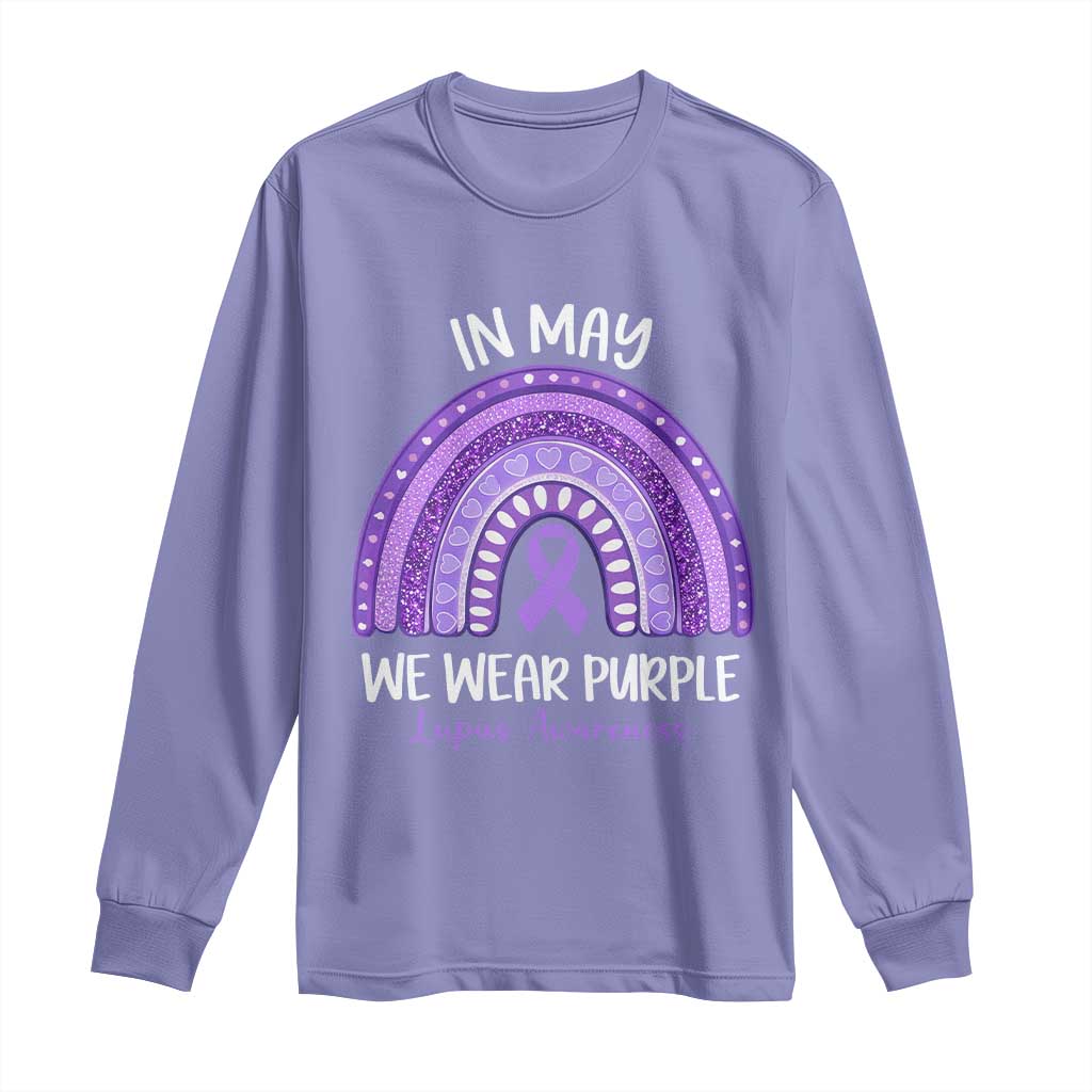 Lupus Awareness Long Sleeve Shirt In May We Wear Purple Ribbon Rainbow