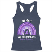 Lupus Awareness Racerback Tank Top In May We Wear Purple Ribbon Rainbow