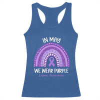 Lupus Awareness Racerback Tank Top In May We Wear Purple Ribbon Rainbow