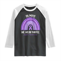 Lupus Awareness Raglan Shirt In May We Wear Purple Ribbon Rainbow