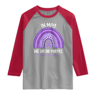 Lupus Awareness Raglan Shirt In May We Wear Purple Ribbon Rainbow