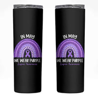 Lupus Awareness Skinny Tumbler In May We Wear Purple Ribbon Rainbow