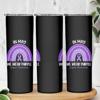Lupus Awareness Skinny Tumbler In May We Wear Purple Ribbon Rainbow