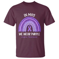 Lupus Awareness T Shirt In May We Wear Purple Ribbon Rainbow