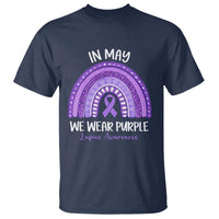 Lupus Awareness T Shirt In May We Wear Purple Ribbon Rainbow