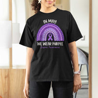 Lupus Awareness T Shirt For Women In May We Wear Purple Ribbon Rainbow