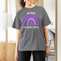 Lupus Awareness T Shirt For Women In May We Wear Purple Ribbon Rainbow