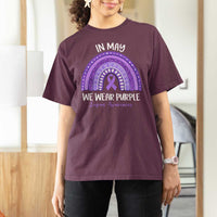 Lupus Awareness T Shirt For Women In May We Wear Purple Ribbon Rainbow