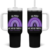 Lupus Awareness Tumbler With Handle In May We Wear Purple Ribbon Rainbow