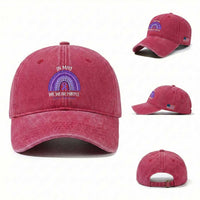 Lupus Awareness Washed Cotton Baseball Cap In May We Wear Purple Ribbon Rainbow