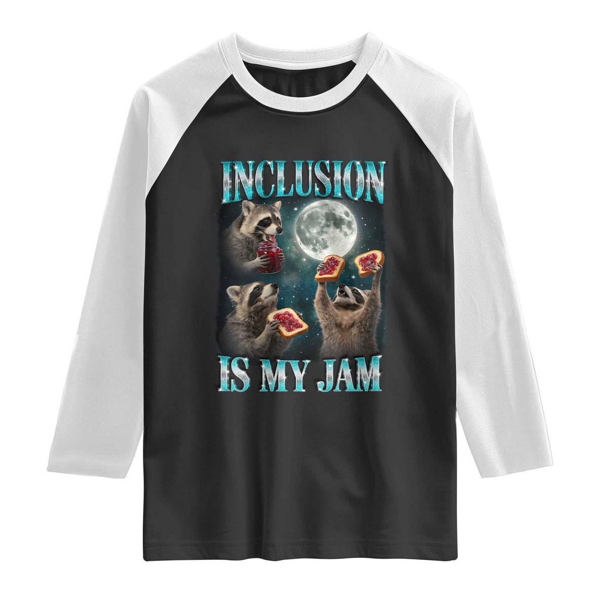 Inclusion Is My Jam Raglan Shirt Raccoon Meme Neurodiversity SPED Teacher Gift