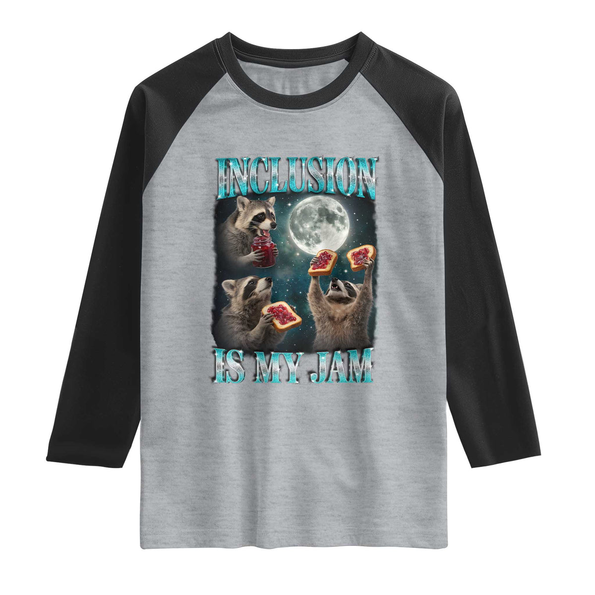 Inclusion Is My Jam Raglan Shirt Raccoon Meme Neurodiversity SPED Teacher Gift
