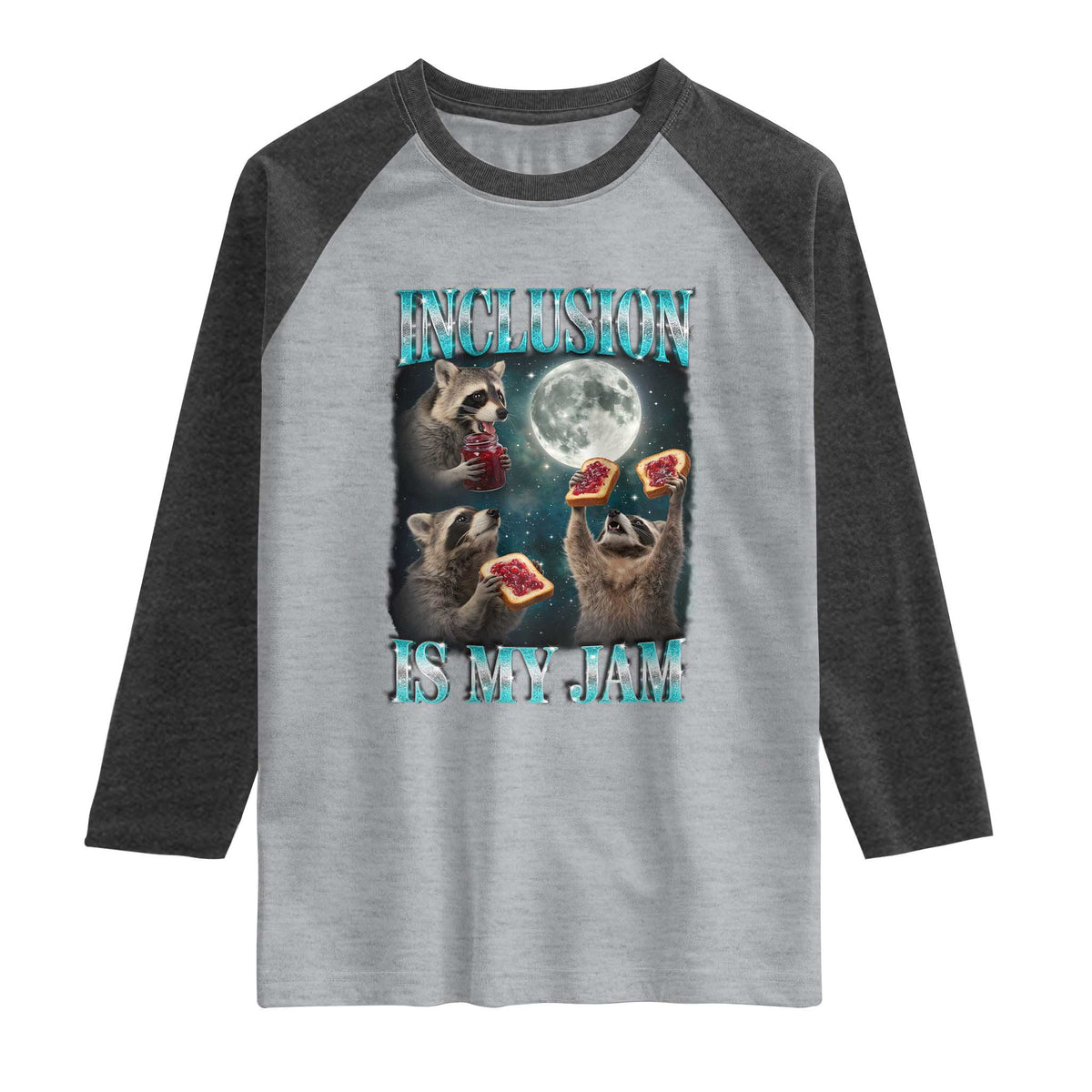 Inclusion Is My Jam Raglan Shirt Raccoon Meme Neurodiversity SPED Teacher Gift