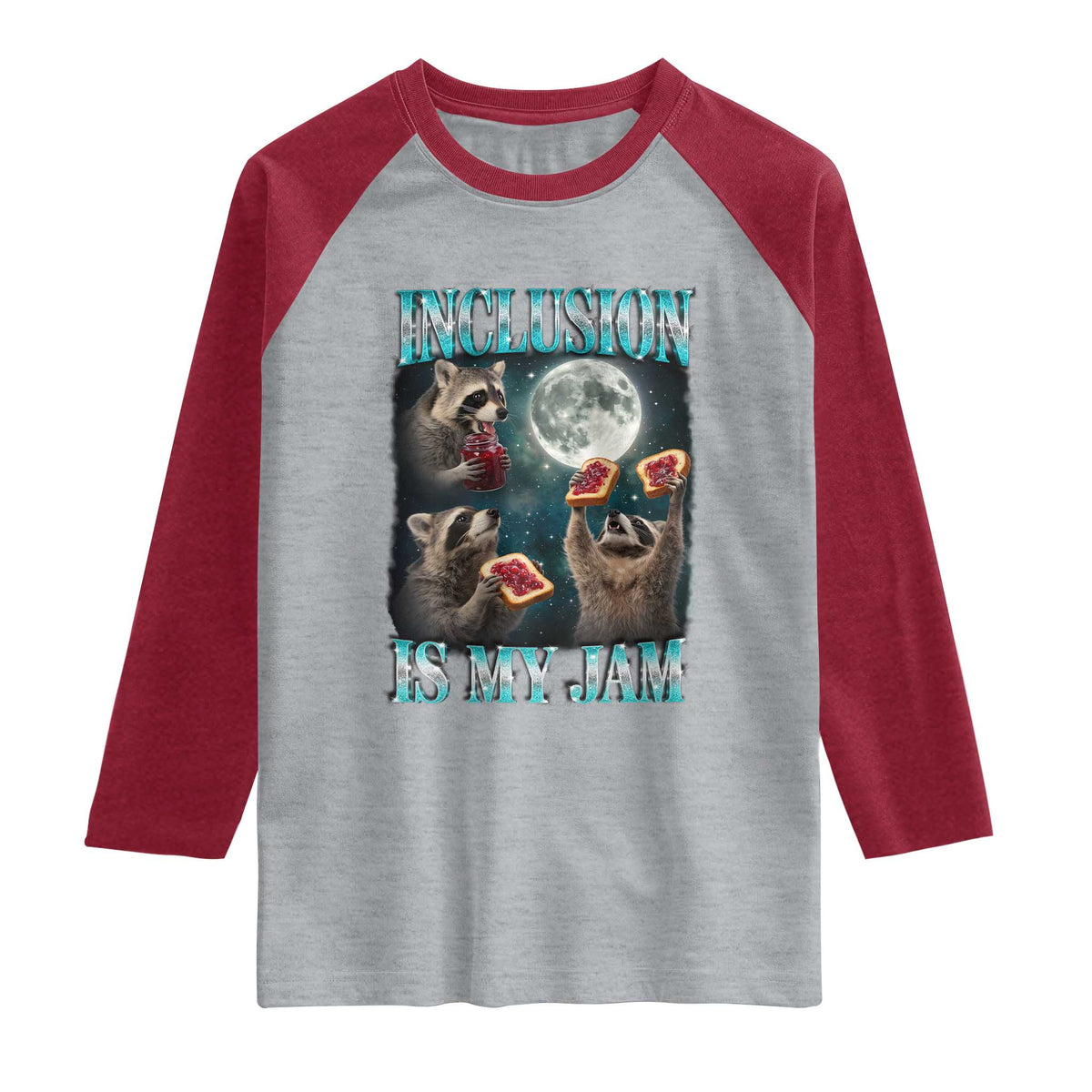 Inclusion Is My Jam Raglan Shirt Raccoon Meme Neurodiversity SPED Teacher Gift