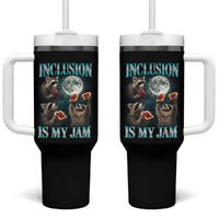 Inclusion Is My Jam Tumbler With Handle Raccoon Meme Neurodiversity SPED Teacher Gift