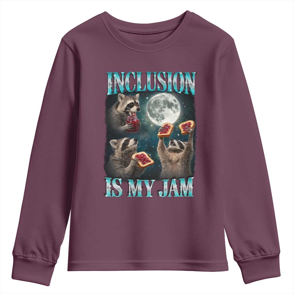 Inclusion Is My Jam Youth Sweatshirt Raccoon Meme Neurodiversity SPED Teacher Gift