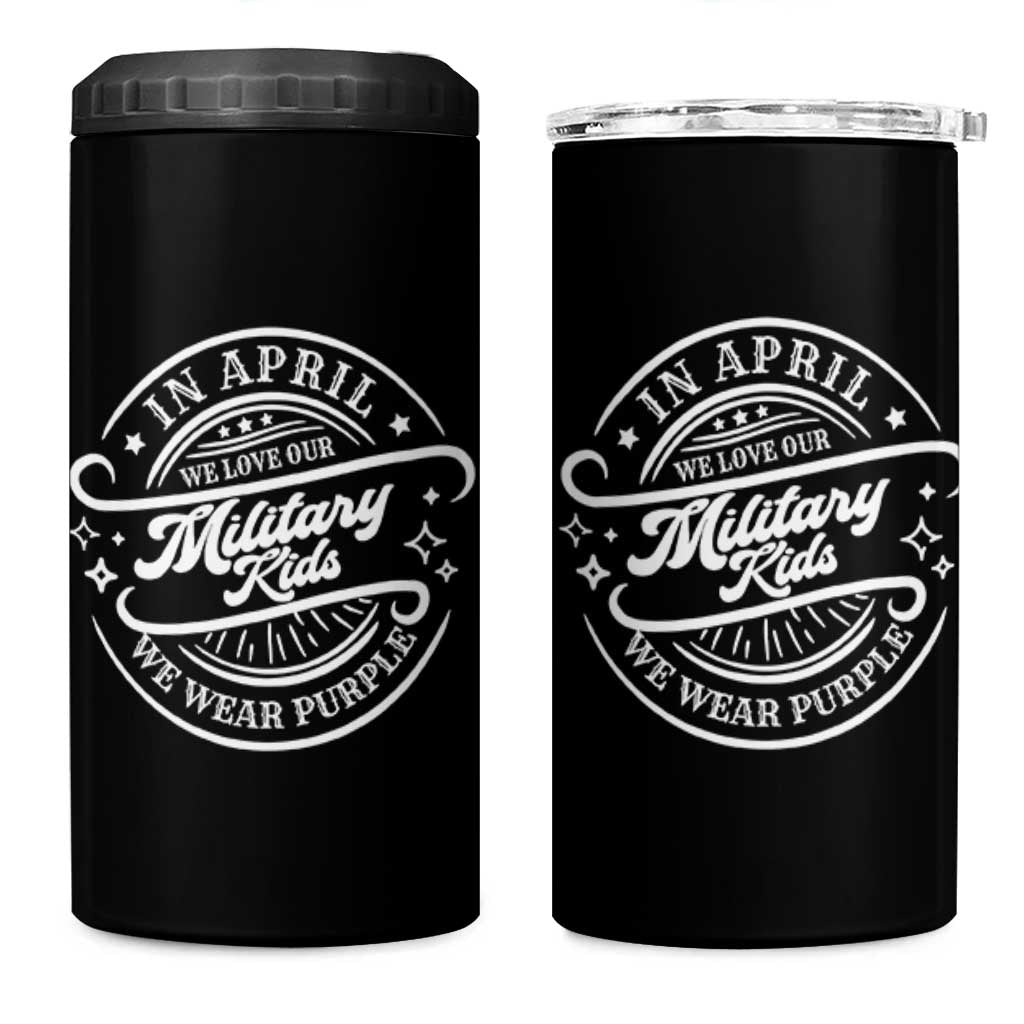 Purple Up For Military Kids 4 in 1 Can Cooler Tumbler Military Children Month