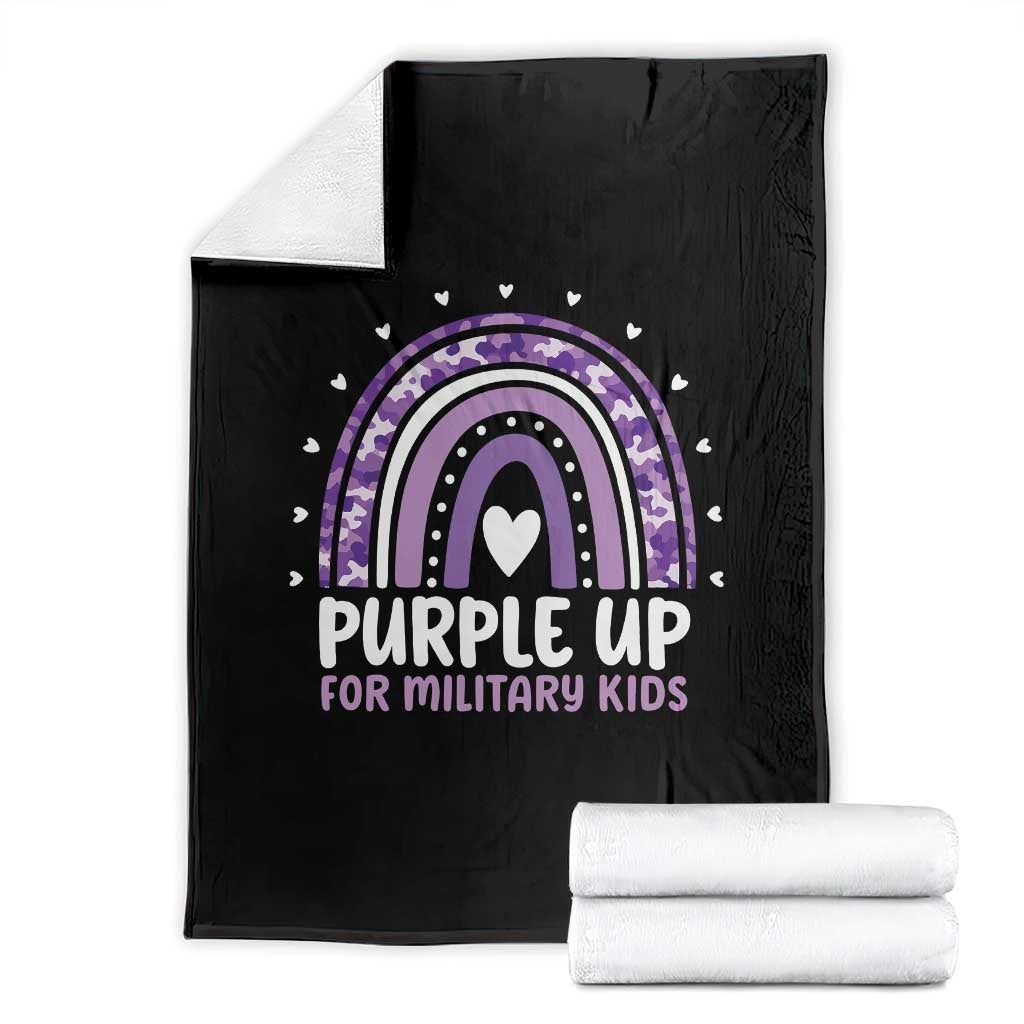Purple Up For Military Kids Throw Blanket Month Of Military Child Army Rainbow