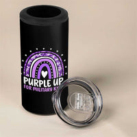 Purple Up For Military Kids 4 in 1 Can Cooler Tumbler Month Of Military Child Army Rainbow