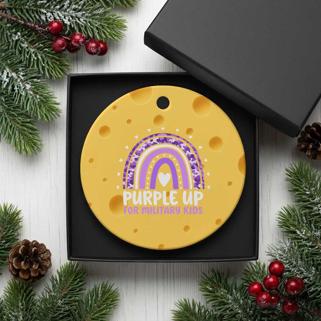 Purple Up For Military Kids Ceramic Ornament Month Of Military Child Army Rainbow