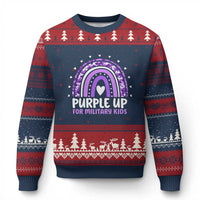 Purple Up For Military Kids Ugly Christmas Sweater Month Of Military Child Army Rainbow