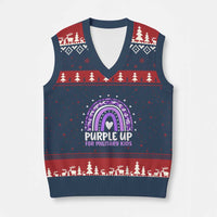 Purple Up For Military Kids V-Neck Knit Sweater Vest Month Of Military Child Army Rainbow