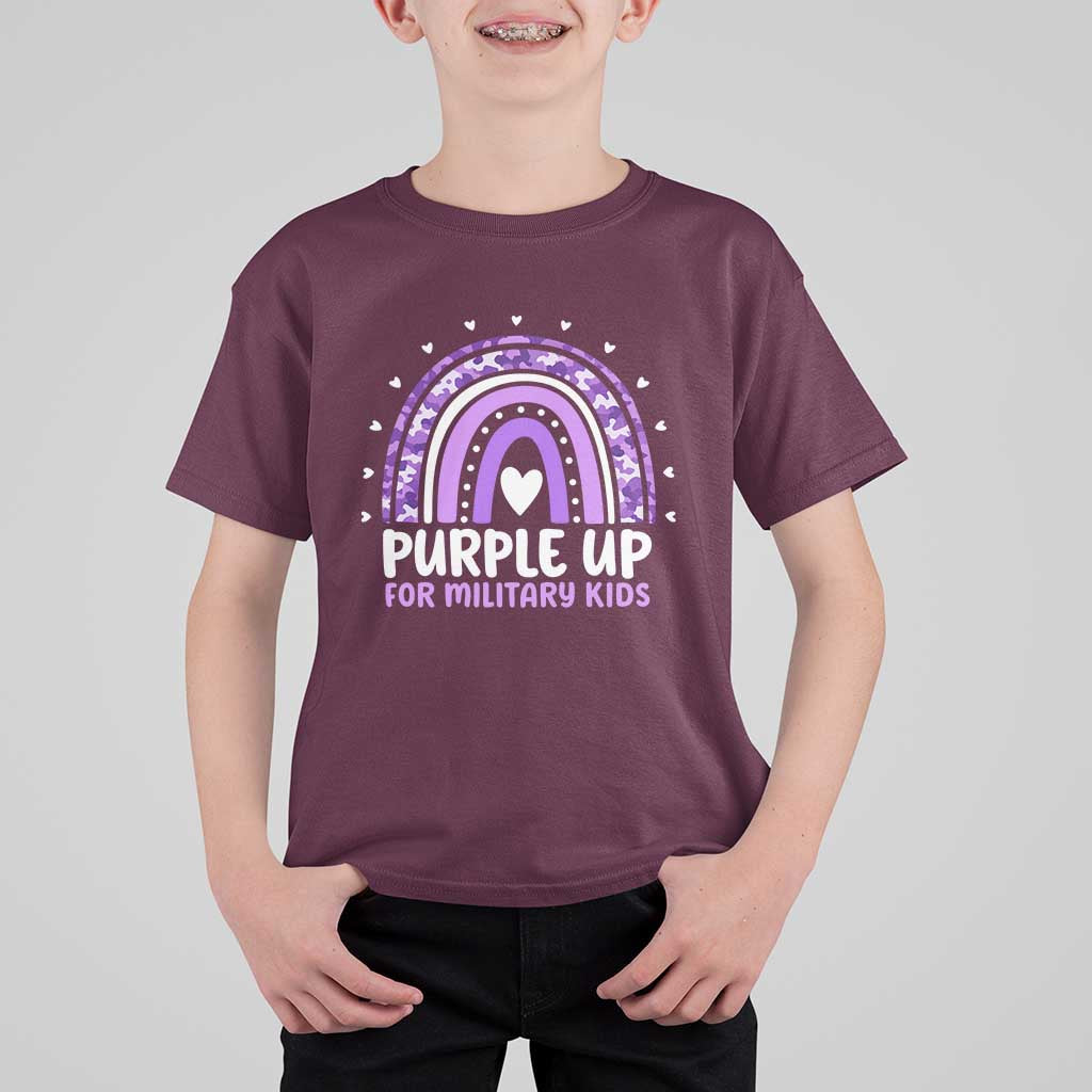 Purple Up For Military Kids T Shirt For Kid Month Of Military Child Army Rainbow