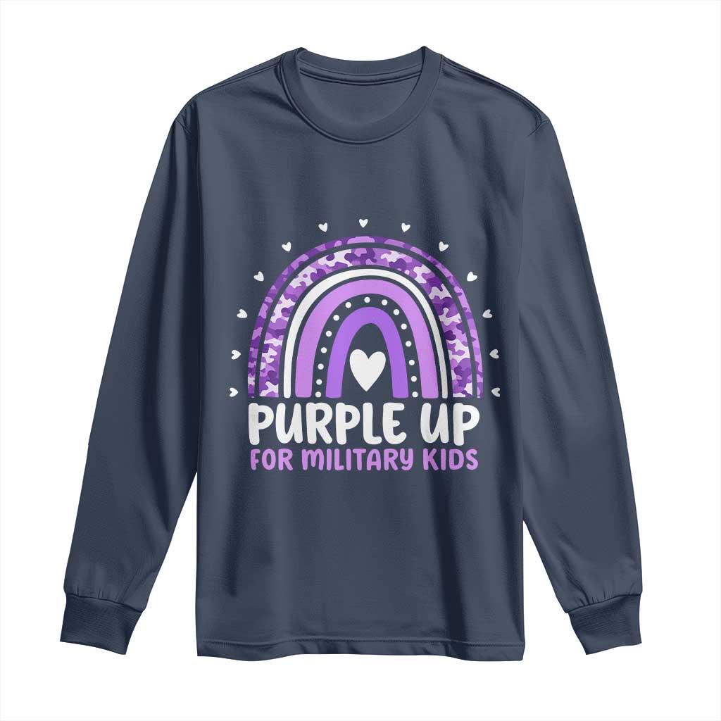 Purple Up For Military Kids Long Sleeve Shirt Month Of Military Child Army Rainbow