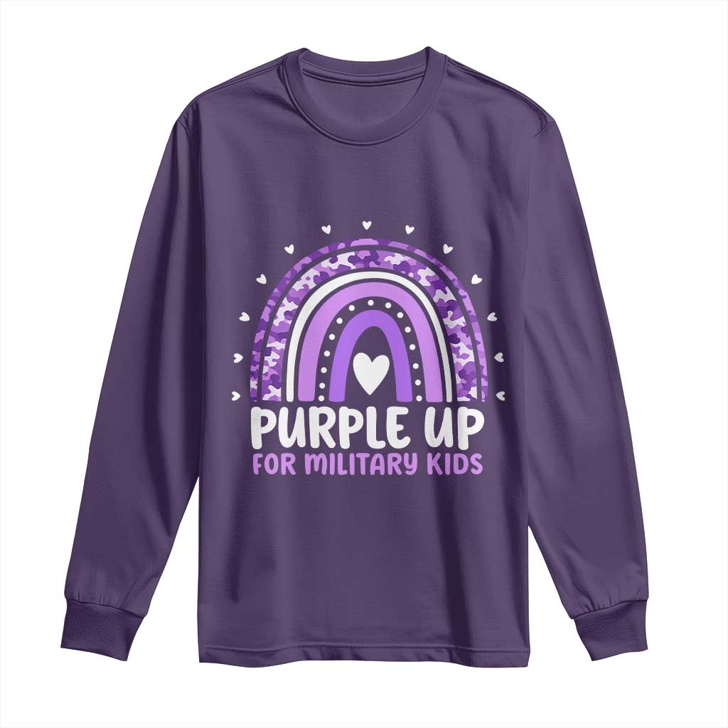Purple Up For Military Kids Long Sleeve Shirt Month Of Military Child Army Rainbow