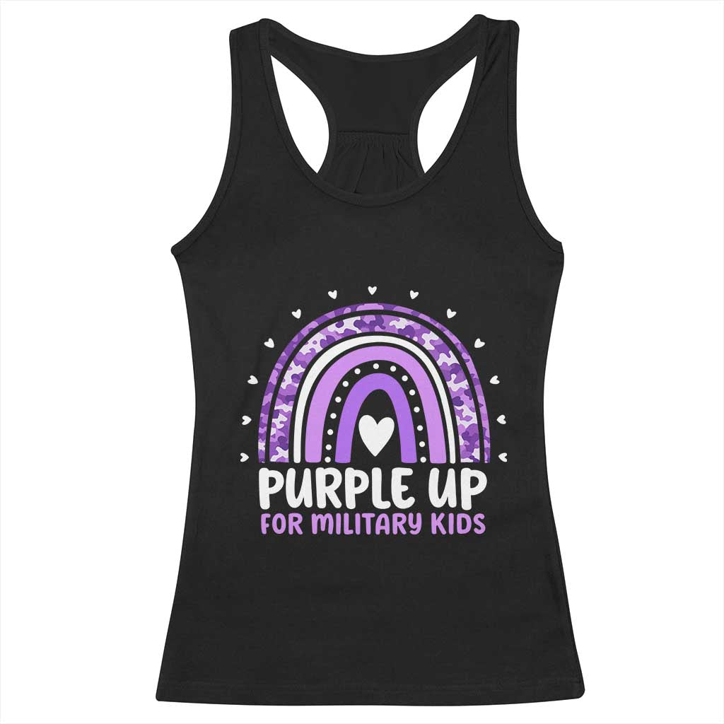Purple Up For Military Kids Racerback Tank Top Month Of Military Child Army Rainbow