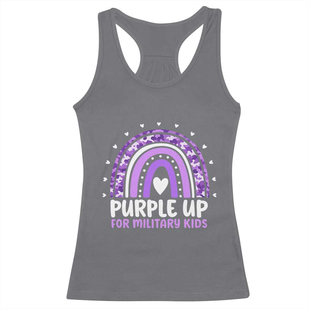 Purple Up For Military Kids Racerback Tank Top Month Of Military Child Army Rainbow