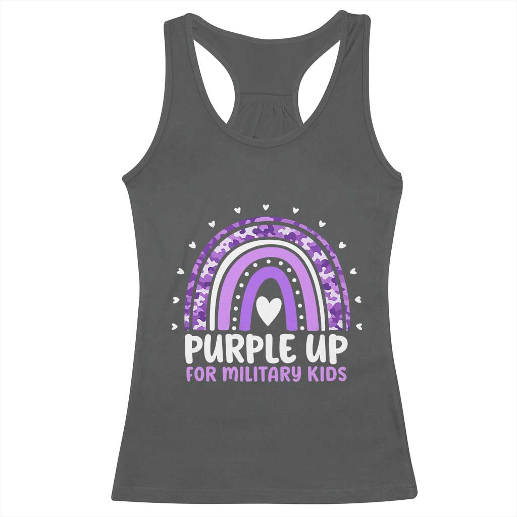 Purple Up For Military Kids Racerback Tank Top Month Of Military Child Army Rainbow
