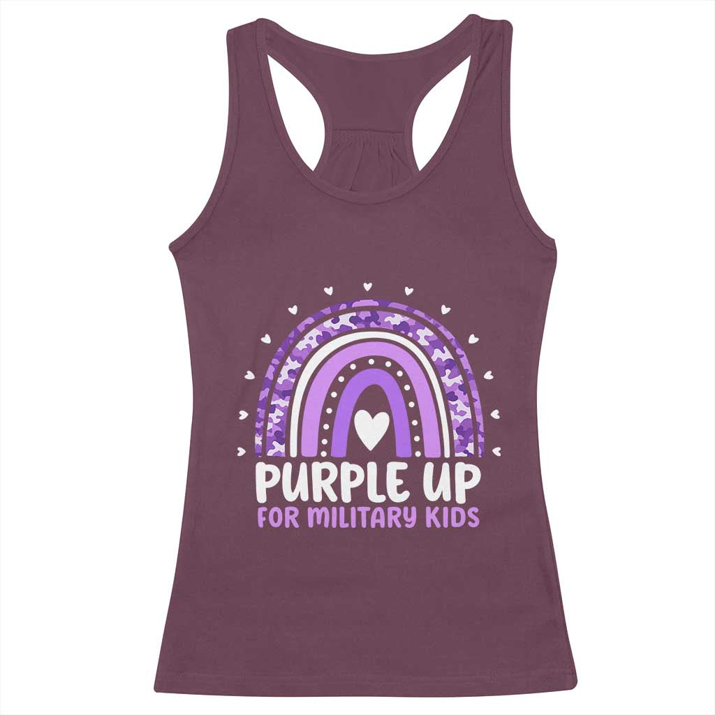 Purple Up For Military Kids Racerback Tank Top Month Of Military Child Army Rainbow
