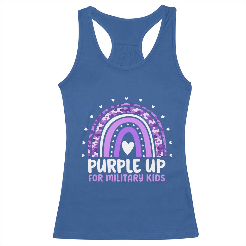 Purple Up For Military Kids Racerback Tank Top Month Of Military Child Army Rainbow