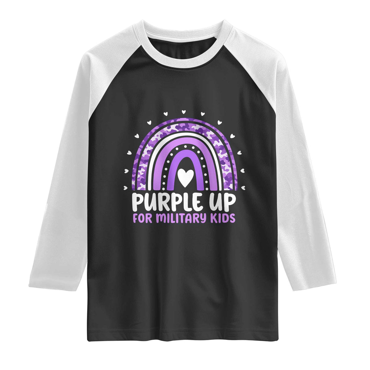 Purple Up For Military Kids Raglan Shirt Month Of Military Child Army Rainbow