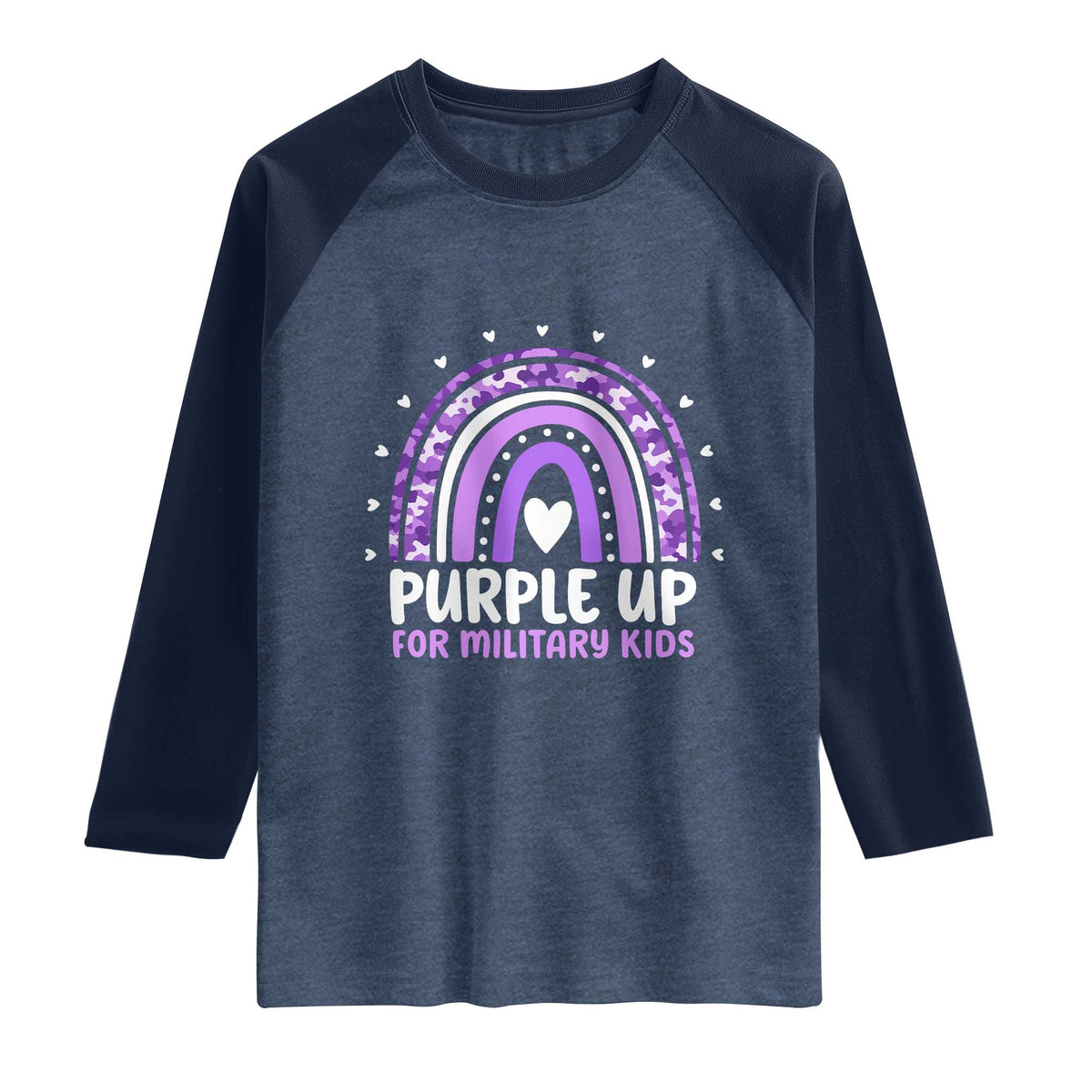 Purple Up For Military Kids Raglan Shirt Month Of Military Child Army Rainbow