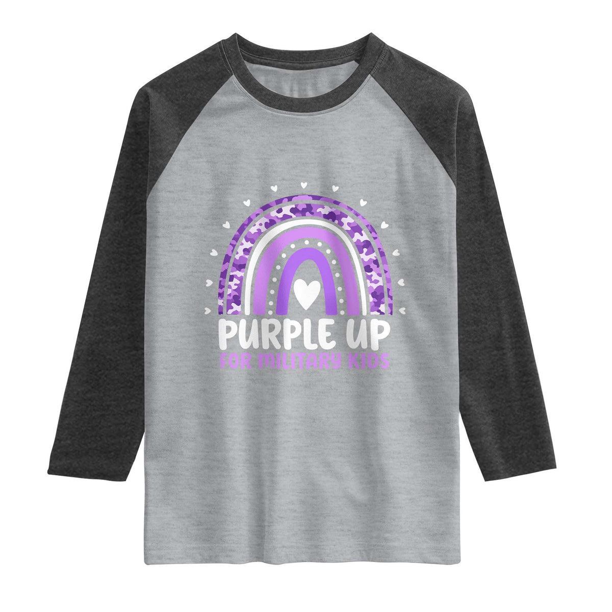 Purple Up For Military Kids Raglan Shirt Month Of Military Child Army Rainbow