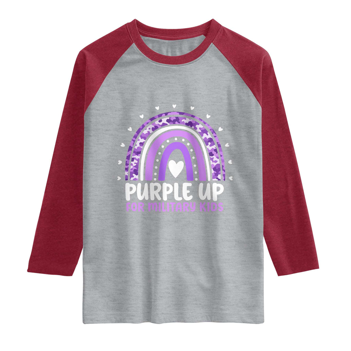 Purple Up For Military Kids Raglan Shirt Month Of Military Child Army Rainbow