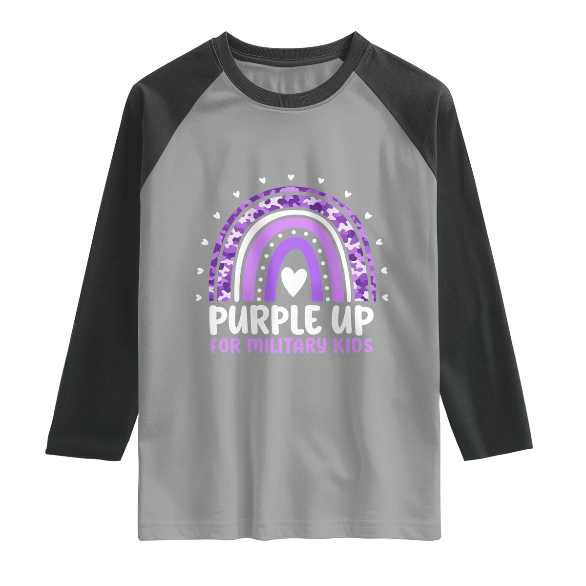 Purple Up For Military Kids Raglan Shirt Month Of Military Child Army Rainbow