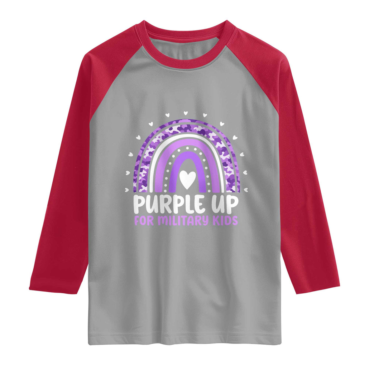 Purple Up For Military Kids Raglan Shirt Month Of Military Child Army Rainbow